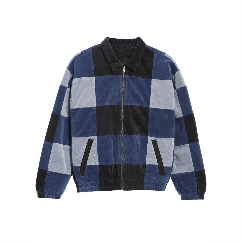 Decheng OEM Factory Plain High Quality Custom Cotton Plaid Zip Up Embroidered Mens Blank Plain Double Layer Jacket Long Sleeve