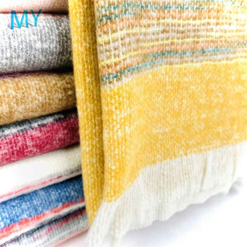 Factory Direct Cheap Women Winter Tartan Plaid Blanket Acrylic Scarf