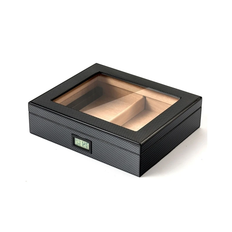 VANACE 2023 Customized Wooden Glass Top Cigar Humidor for Re-humidification