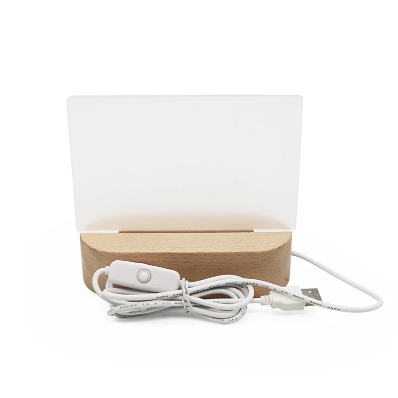 Factory directly wholesale Hot Sale DIY Blank Acrylic Desk OEM Plate Table Lamps With Wooden Lamp Base Baby Night Light