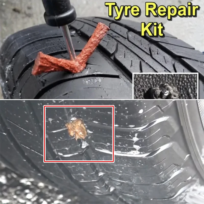 Car Bike Truck Motorcycle Tire Repair Kit Studding Tool Set Tubeless Tyre Puncture Plug Patch Strip Glue Garage Tool Accessories