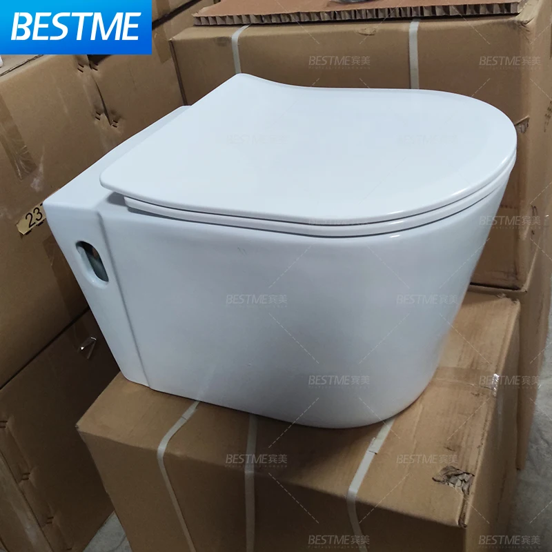 European Bathroom White color Round shape Luxury Ceramic Wall Mounted Toilets Modern Wall Hung Toilet WC Comode Toilet
