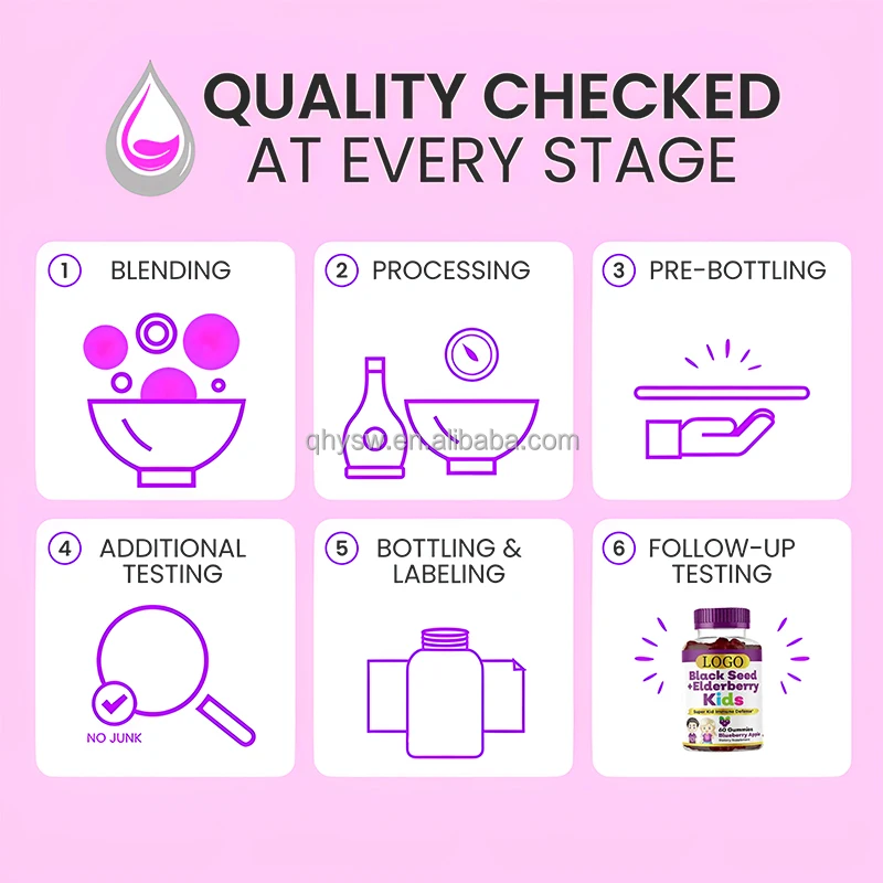 Super Antioxidant Black Seed And Elderberry Gummies OEM ODM Slimming Hair Skin Joint Elderberry Black Seed Oil Gummy Candy