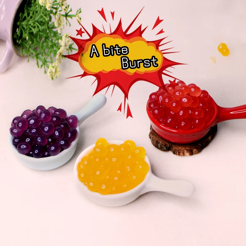Bubble Tea Wholesale  Popping Bursting Boba Juice Ball Blueberry Flavor Boba Milk Tea Shop Supplier
