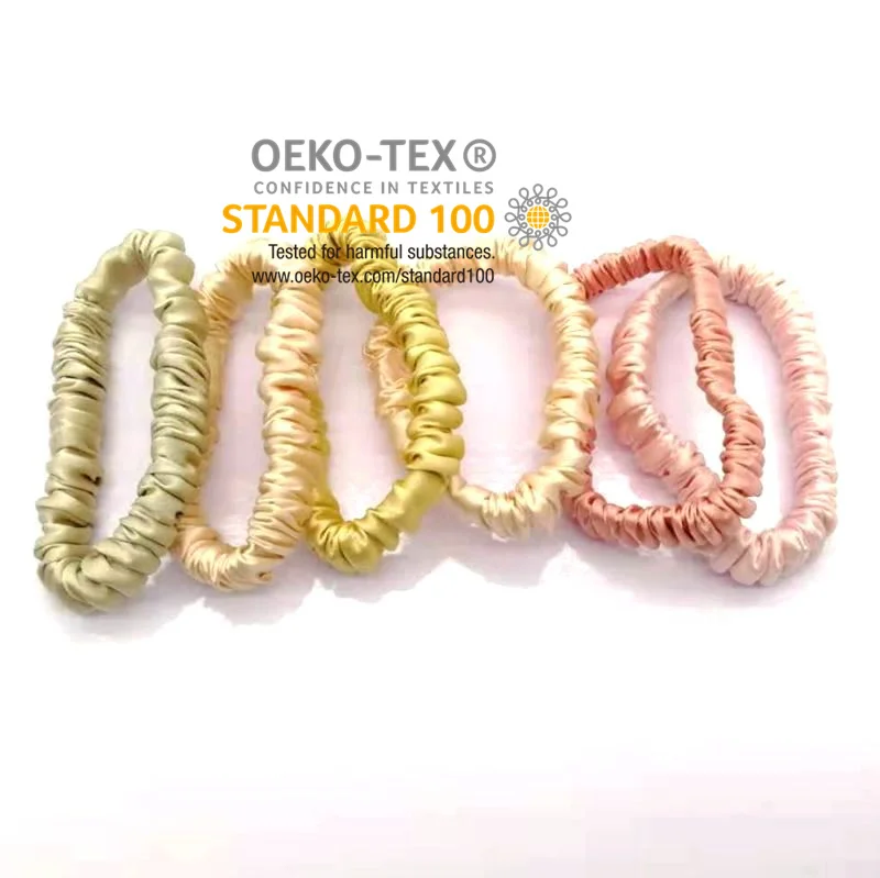 Trending Products 1cm Width Fashion Hair Accessories Logo Bespoke Cosy Satin 100% Pure Mulberry Silk Scrunchies with Gift Box