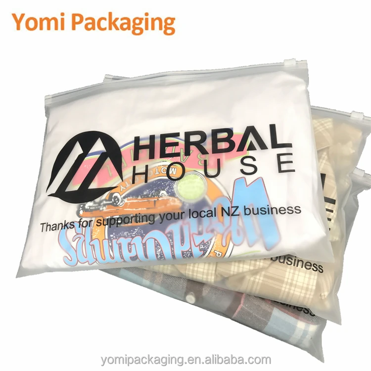 Wholesale Custom Logo Frosted Plastic Bag Clothes Zip Lock Self Sealing Bag Clothing Packaging Frosted Zipper Bags With Logo