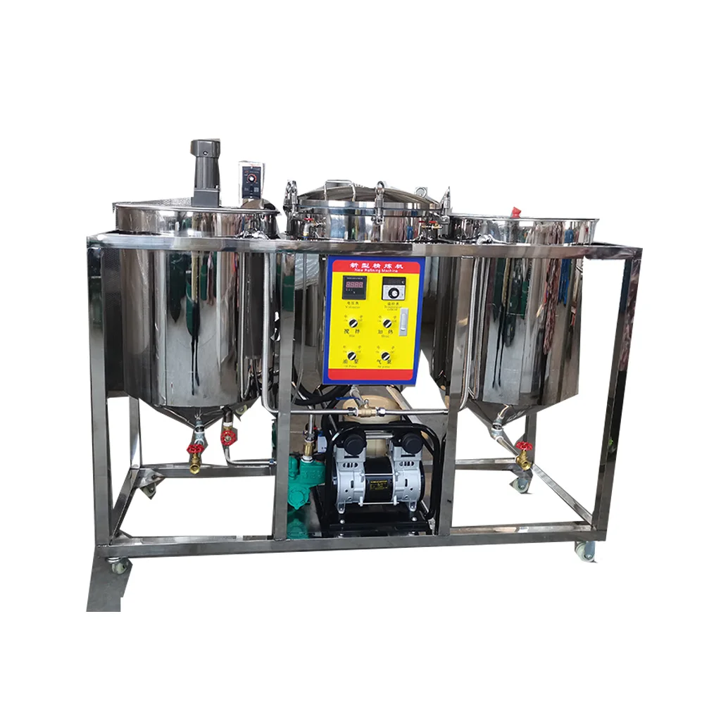 Vegetable Edible Rapeseed Soybean Peanut Oil Refining machine HJ-JLYJ200 Mustard Sunflower Cooking Oil Refinery plant