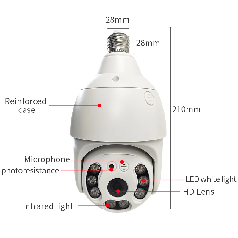 Популярные HD 3.0MP Tuya Wi-Fi CCTV камеры видеонаблюдения лампочки Тип лампы 360 панорамный с ptz