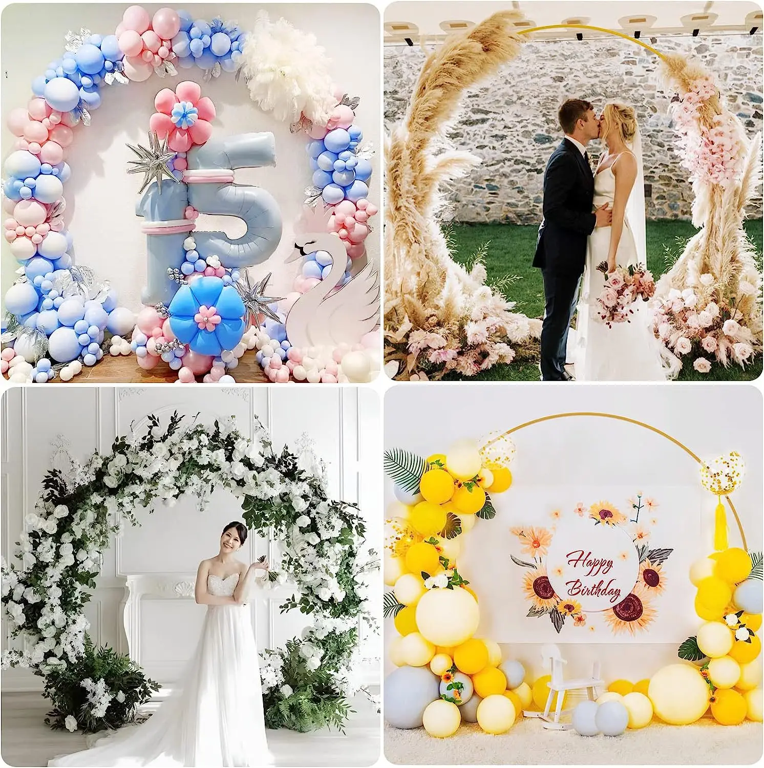Half Moon Wedding Arch Flower Decor Blue Hydrangea Flower Arch