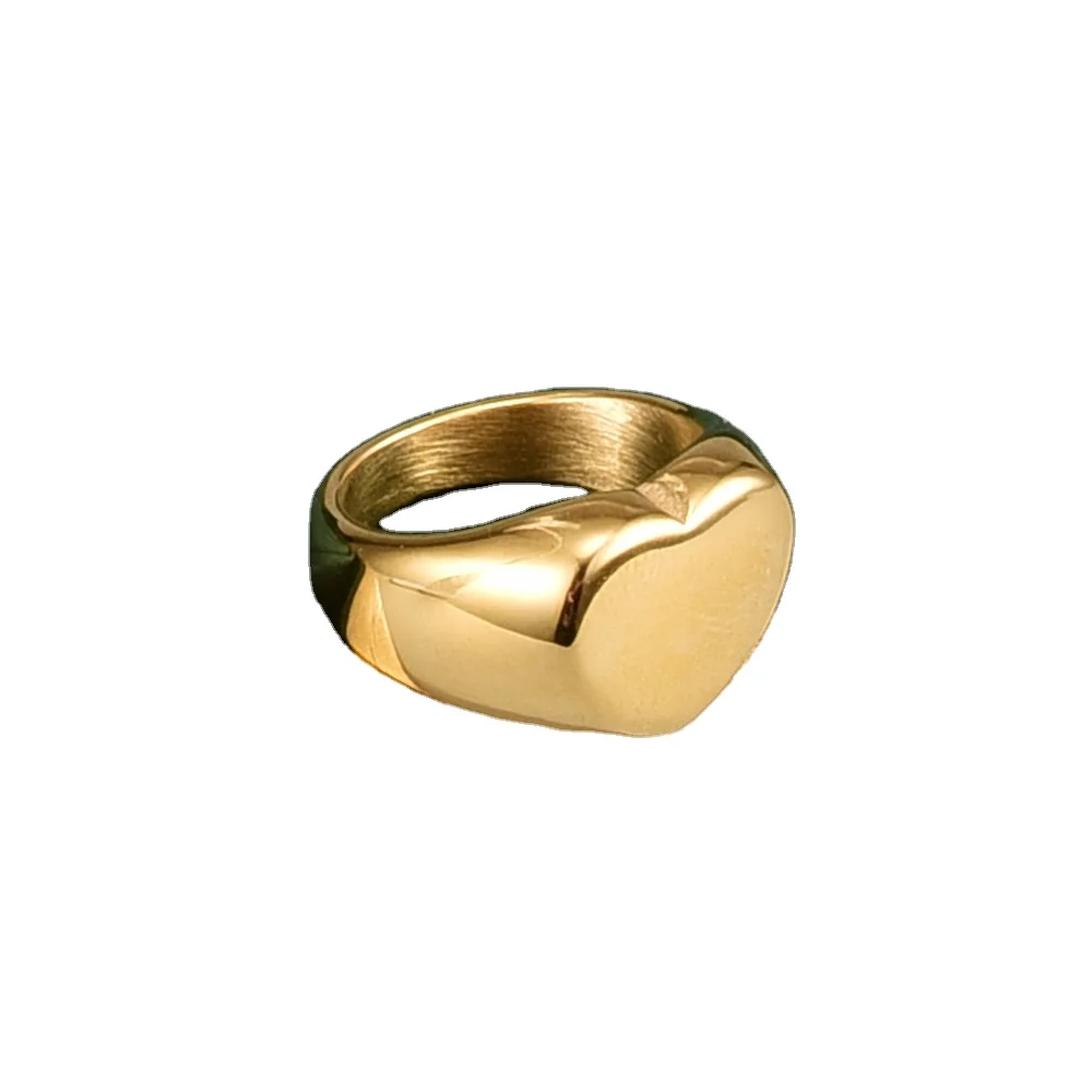 316L stainless steel chunky signet heart ring