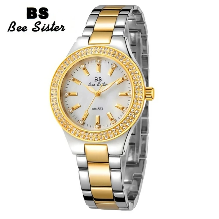 bs bee sister 1258 2021 Ladies Wrist Watches Dress Gold Watch Crystal Diamond Silver Clock Women Montre Femme Watches