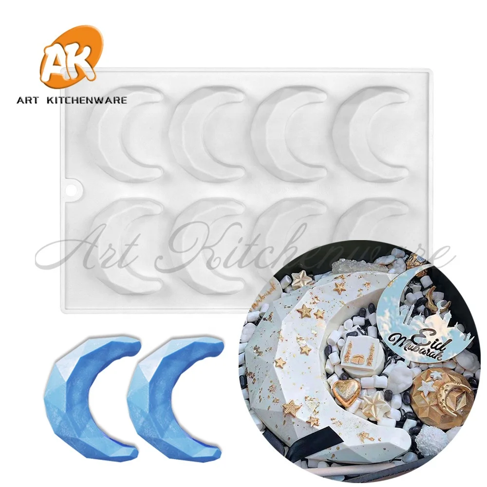 AK 8 полостей Луна 3D формы силиконовые конфеты шоколада мусс для декорирования торта печенья прессформы литров булочных MC-283
