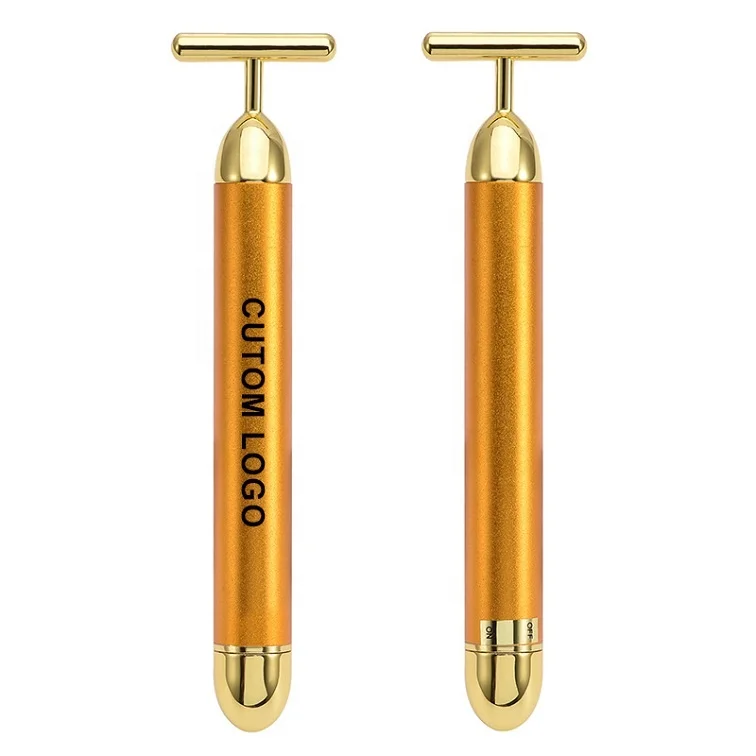 Wholesale Wrinkles Removal V Line 3d Roller Facial Massage Vibrator T Shape 24k Golden Energy Beauty Bar