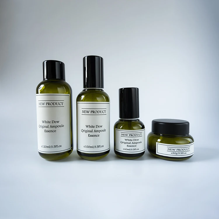 cosmetic set glass bottle cream jar injection cap glass lotion bottle with pump