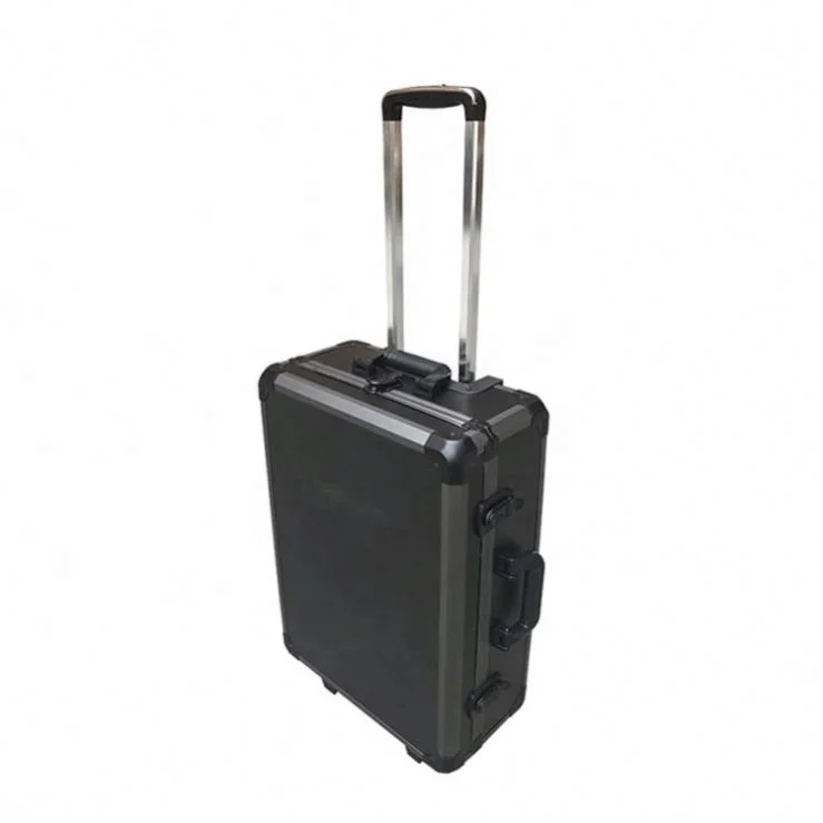 Empty professional trolley vanity traveling wheeled hard shell beauty organizer makeup cases with light mirror