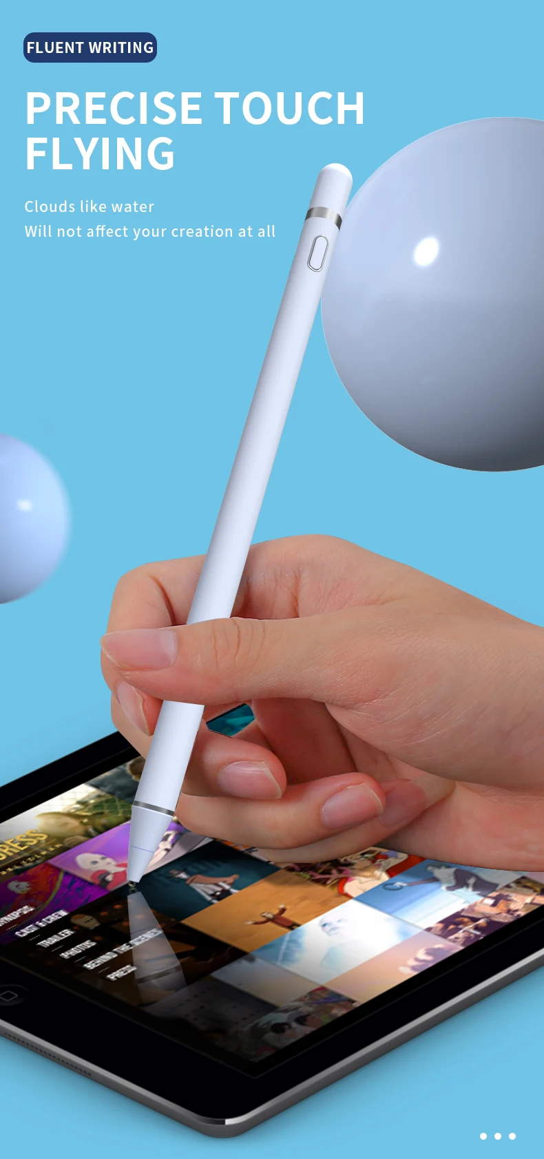 Valdus 2 In 1 Metal Smart Universal Capacitive Pen Fluent Writing Drawing Stylus Pens For Touch Screens Android Phone Tablets