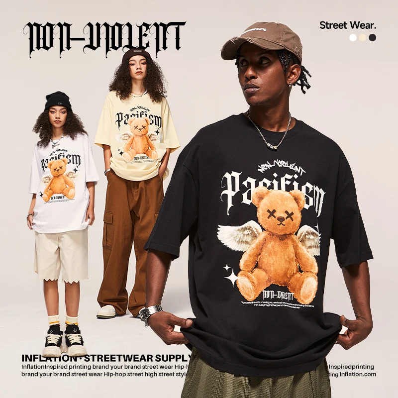 INFLATION DTG Luminous Printed Cotton Tshirt Unisex oversized plus tshirts clothing custom tshirt