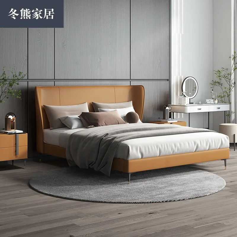 new arrival bedroom furniture Victorian no box spring needed artificial leather bed frame queen size