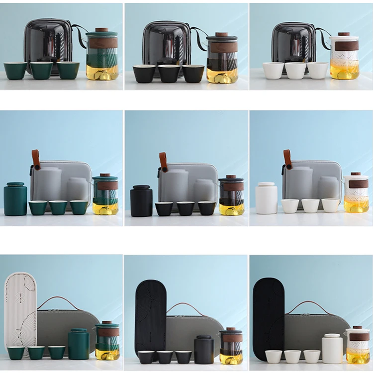 Portable Luxury Eco-Friendly Glass Ceramic Travel Tea Cup Teapot Set Handmade with Unique Hot Drinkware Custom Logo