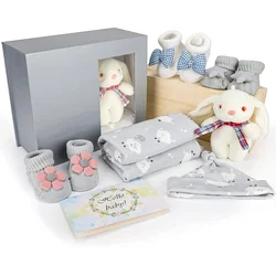 New Born Baby Gifts Sets Essentials for Baby Includes Swaddle Blanket and Hat Set Packs New Born Socks