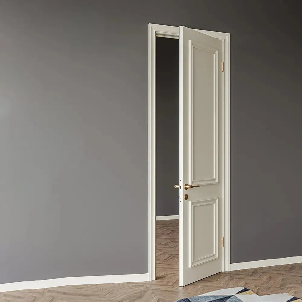 Minimalist Design Style Solid Wood Single Interior Door with Smart Lock
