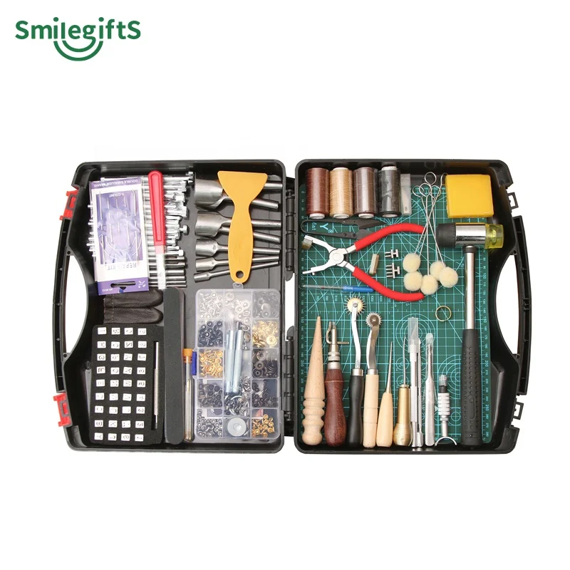 Leather Craft Punch Tools Kit Leather crafting Tool set with tool box