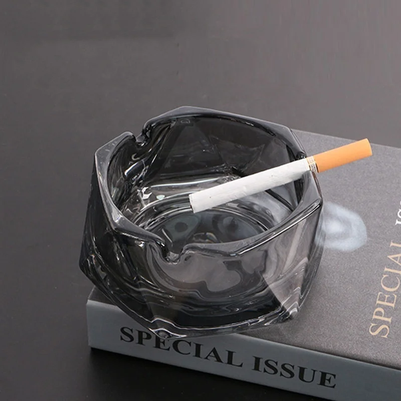 New design high quality hexagonal diamond shape luxury beautiful deep cigar ashtray glas crystal cut glass ashtray
