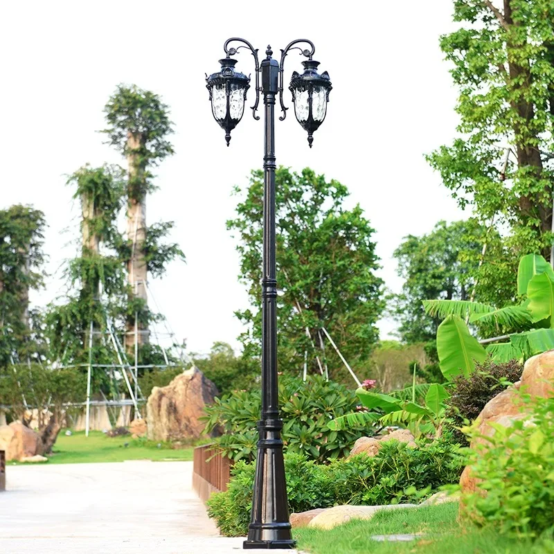 European street lamp garden lawn lamp waterproof outdoor lamp landscape garden villa community double head 3 meters high pole la
