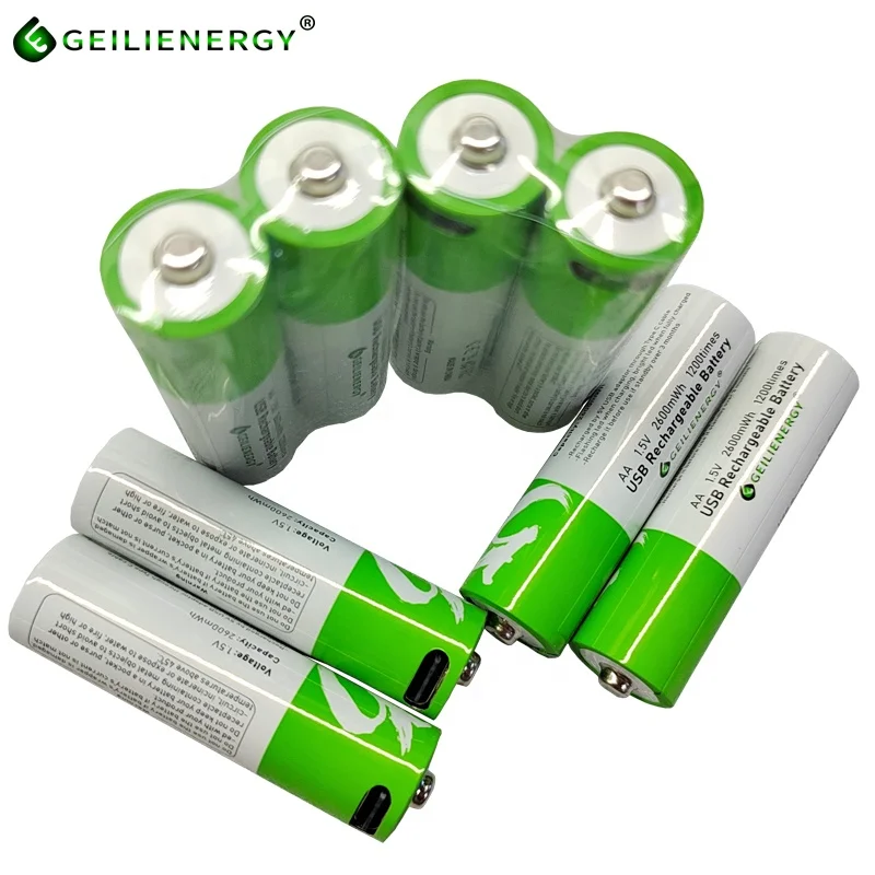 hot sell 1.5v AA batteries With type c charging cable usb rechargeable batteries