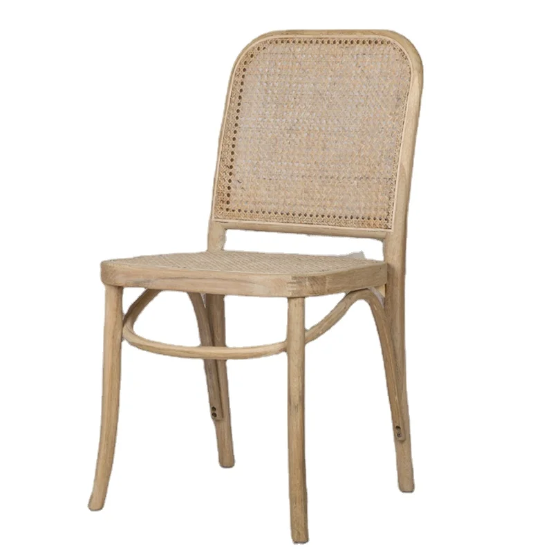 Amazon Hot Provincial Solid Wood Frame Nature Finish Cane Dining Chair