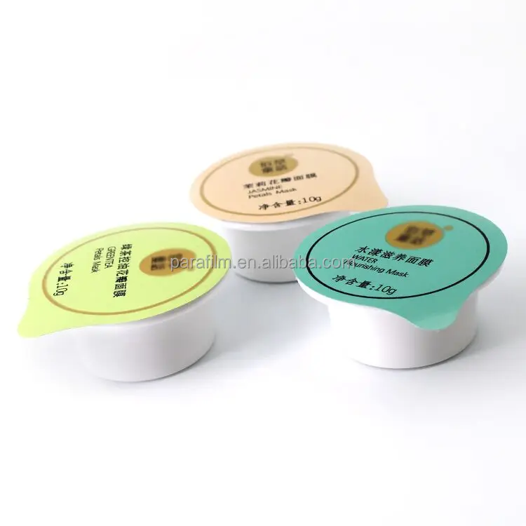 Wholesale Customized Printing Safety Cosmetic Products Parafilm Aluminum Foil Heat Sealing Laminated Lids For Facial Mask Cup