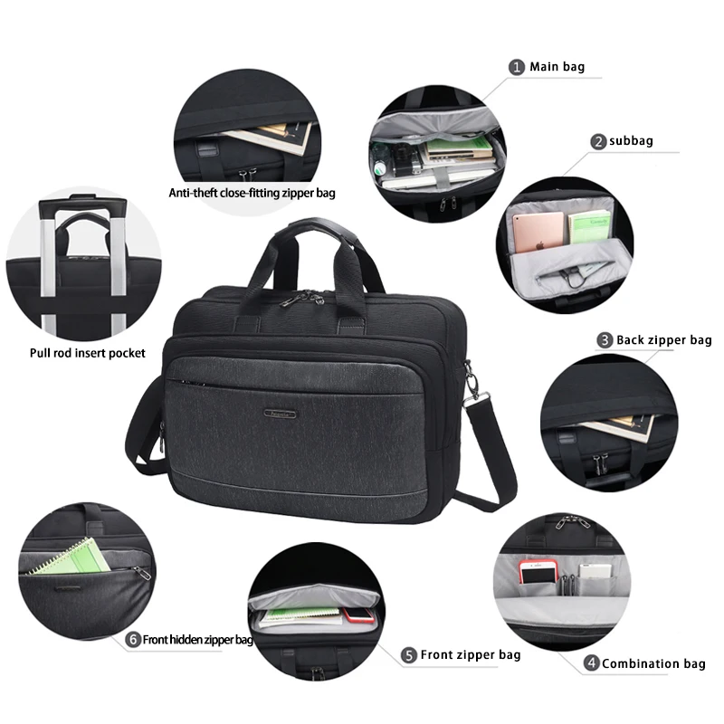 Fashion Larger Capacity waterproof computer bag anti-theft multifunctional practical zipper laptop bag