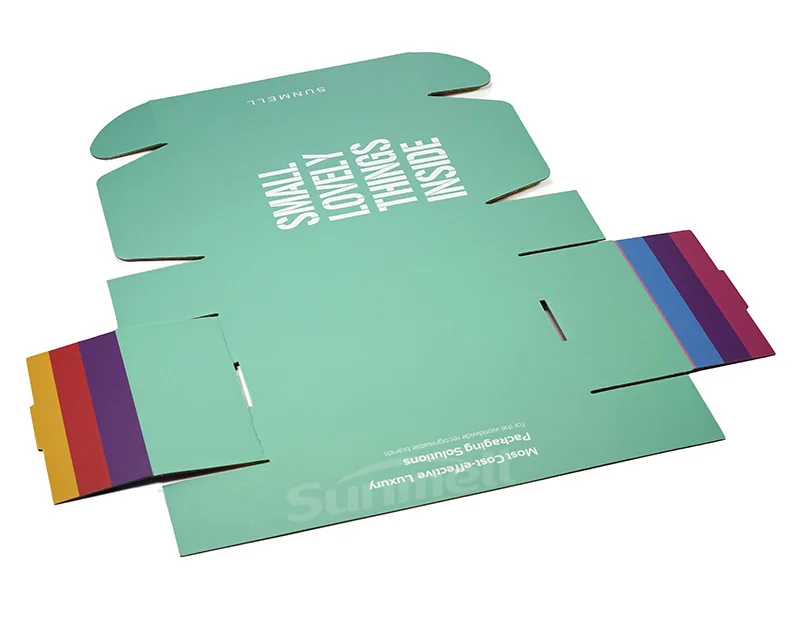 Green With Colorful Stripe Inside Printed Corrugated Mailer Box For T-Shirt Rectangle Custom Apparel Boxes For Clothing