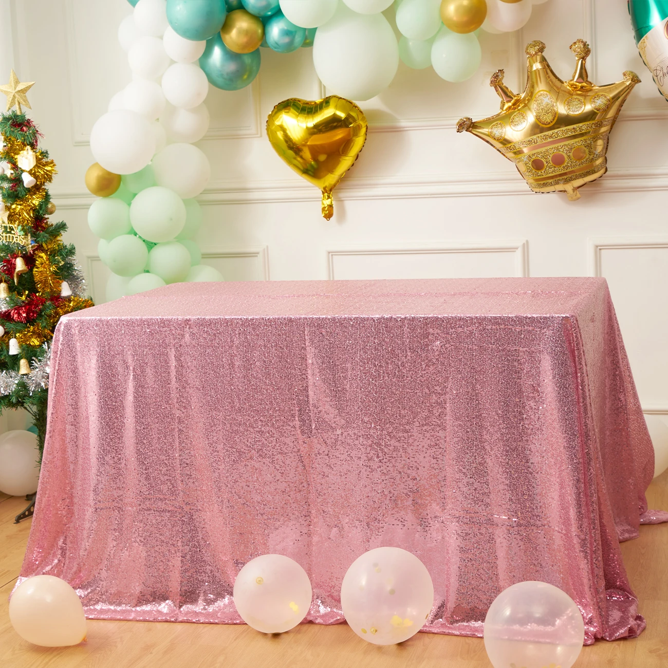 Amazon Hot Sale 132 Elegant Custom Round Rectangle Tablecloth Sequin Table Cloth Linen for Wedding Party Decoration