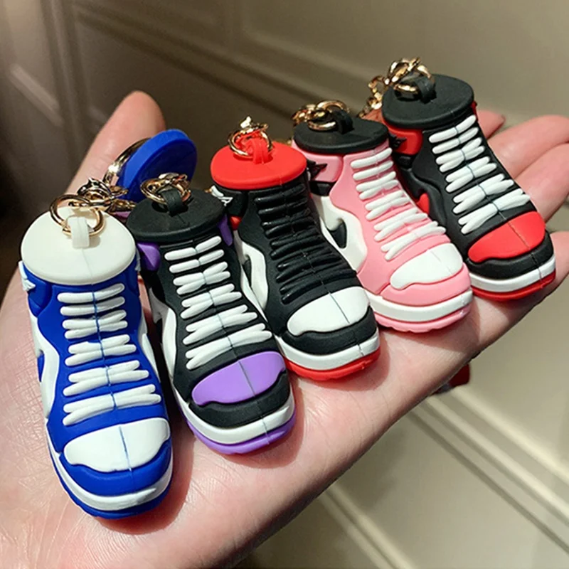 3D Custom High Quality Pvc Key Ring Silicone Aj Shoes Keychain Couple Models Cartoon Red Black Nike Sneaker Keychain