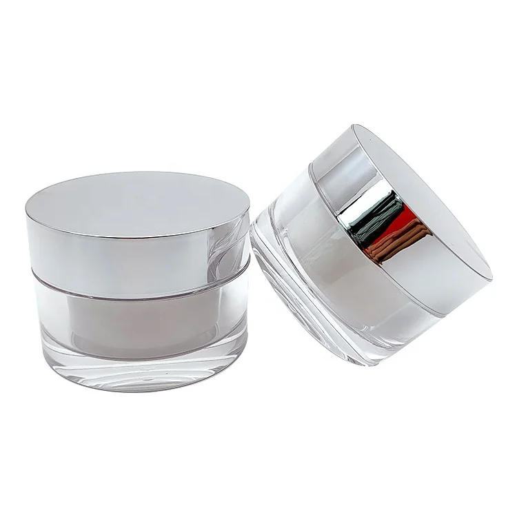 
pla silver cap cosmetic aluminum jar frosted custom luxury cosmetic jar pot plastic 60ml 50ml 30ml 20 ml 15 ml acrylic jar 