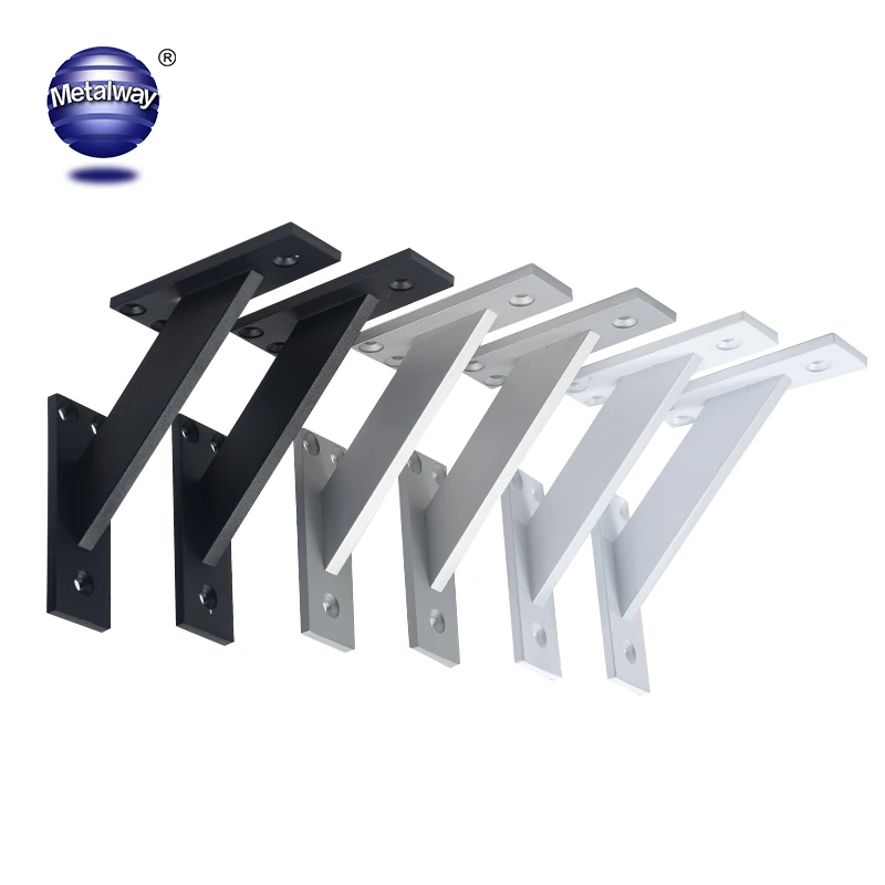 Aluminium material Matt Black Wall Mount Heavy Duty Floating Wall Bracket Angle Shelf Bracket