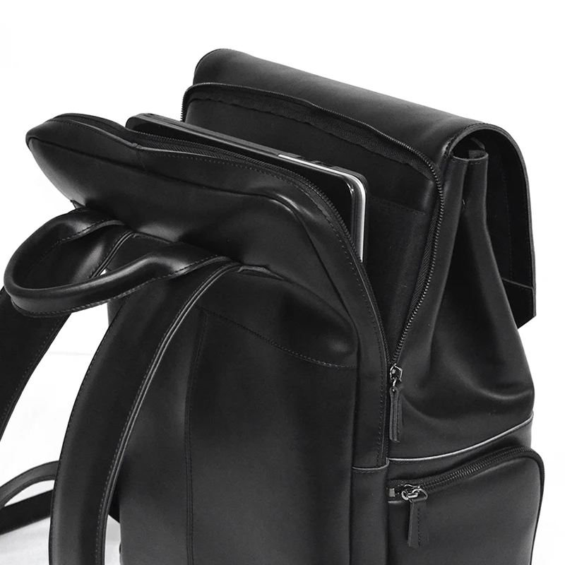 Рюкзак из черной коровьей кожи на заказ для путешествий dslr камеры ноутбука фотографии