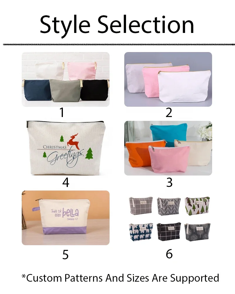 custom printed women toiletry travel professional cotton makeup wash zip pouch beauty canvas cosmetic bag