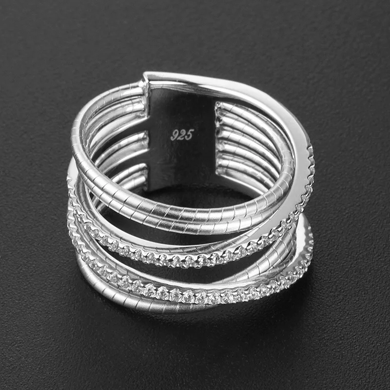 fine jewelry ring 14k gold plated ring luxury 925 silver stacking band 18k women zircon Stainless Steel Wire Rope Ring for women