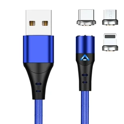 Top Selling 480mbps Data Transfer Usb Magnetic 360 Degree Rotating Data Cable Fast Charging Magnetic 3 in 1 Usb Cable