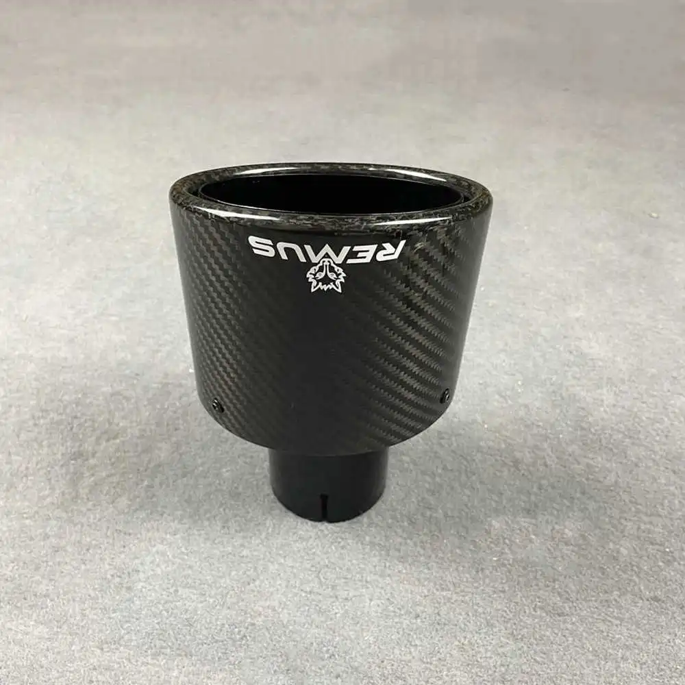 1 Pcs Full Glossy Black For REMUS Exhaust Pipe Carbon Fiber Stainless Steel 75*105/95*115/105*130MM Single Muffler Tip Nozzles