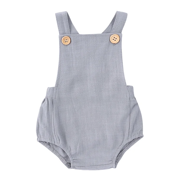 3-24 Months Baby Girls Boys Button Rompers Solid Linen Belt Jumpsuit New Born Romper Newborn Baby Clothes