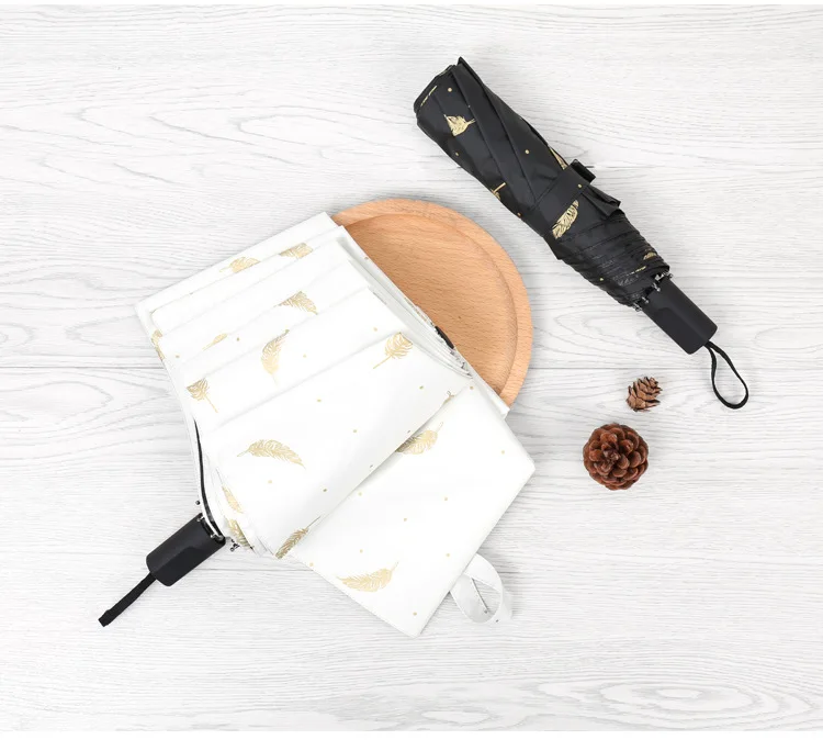 
Sun and uv protection 3 fold Sunshade Feather Vinyl umbrella 