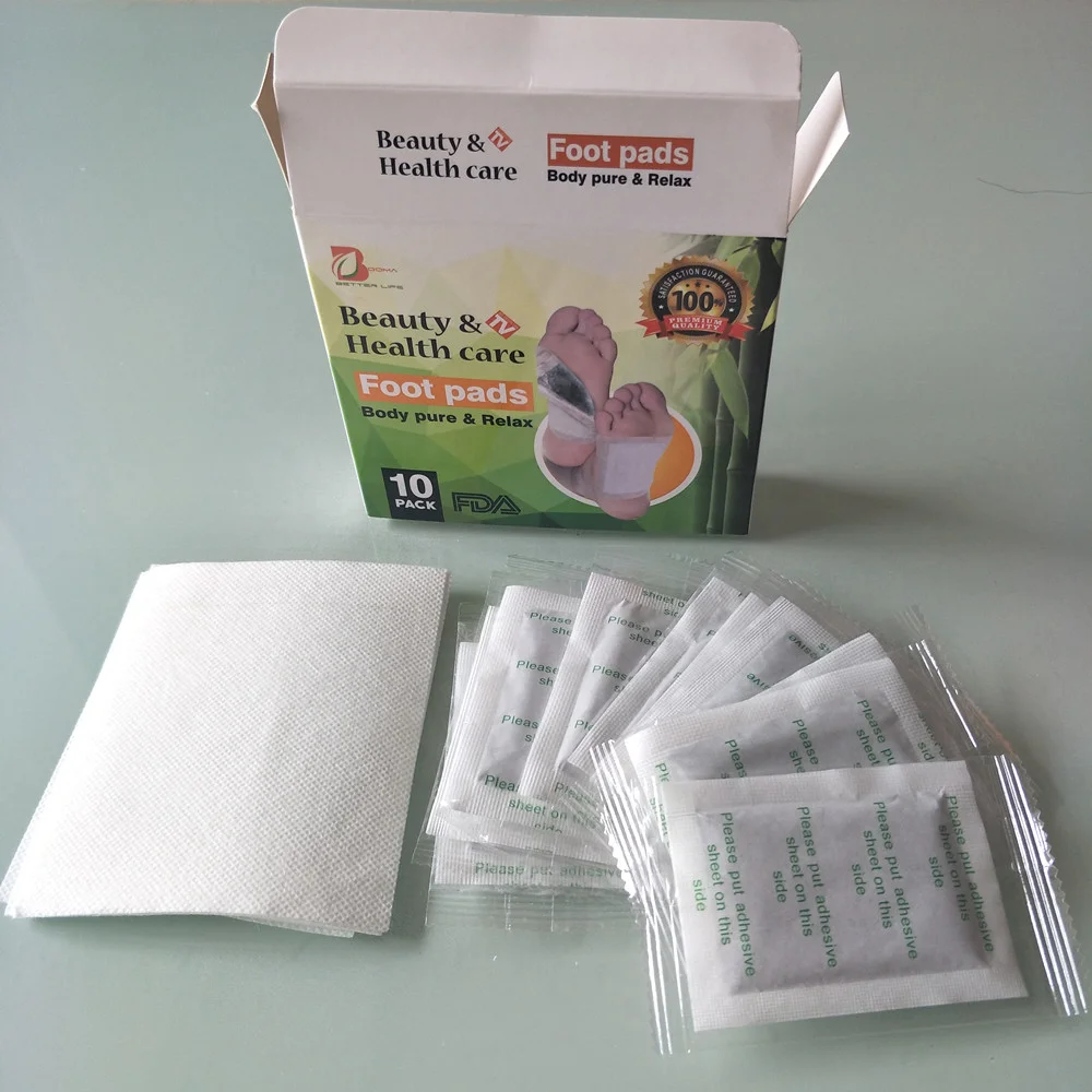 100% Natural Bamboo Vinegar Foot Detox Pads For Deep Sleep OEM 10 pcs Pack Body Pure Detox Foot Patches.jpg
