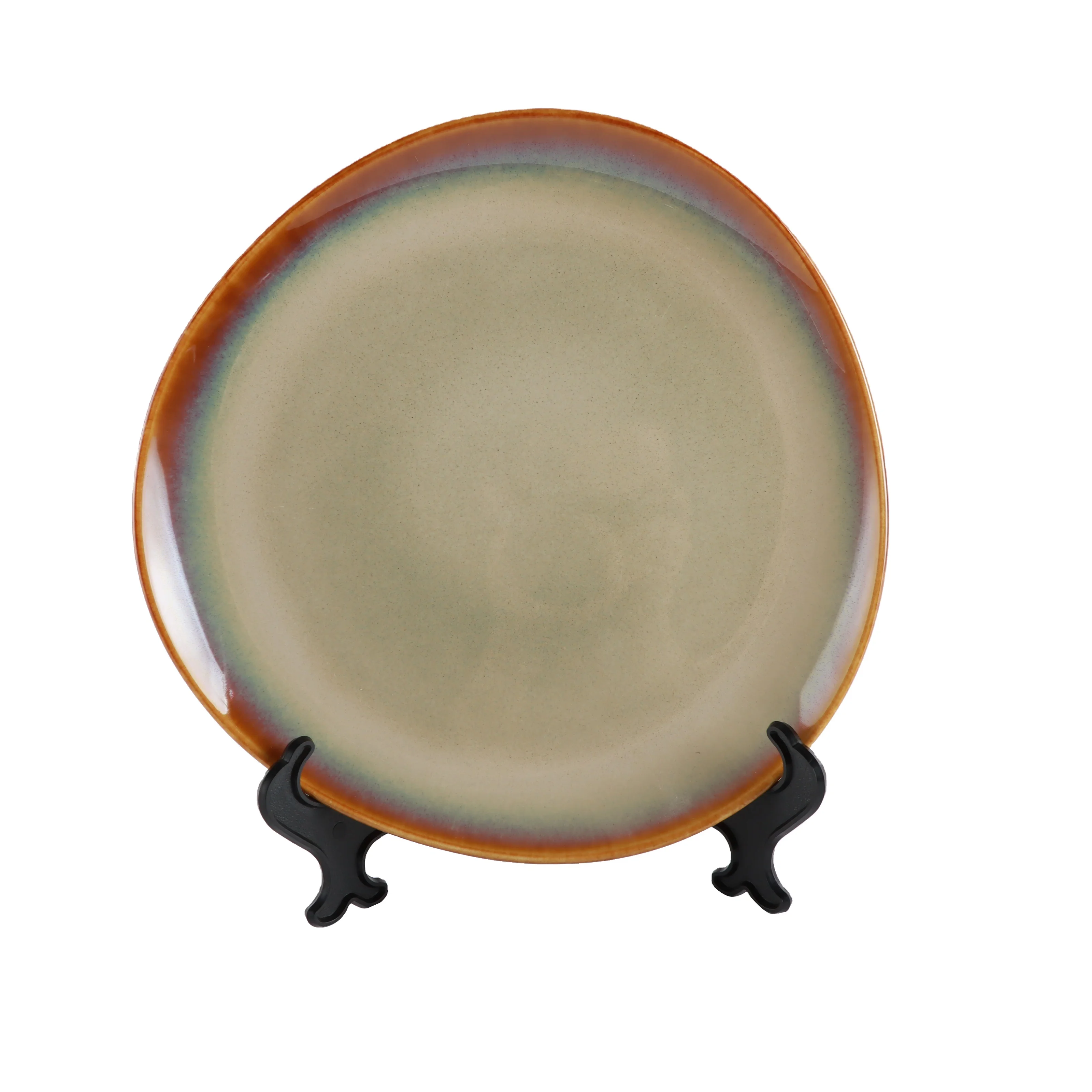 LZ Bangkok Brown Honey Ingot Bowl New Bone China Kiln Variant Salad and Soup Plate for Hotel and Home Use for Parties
