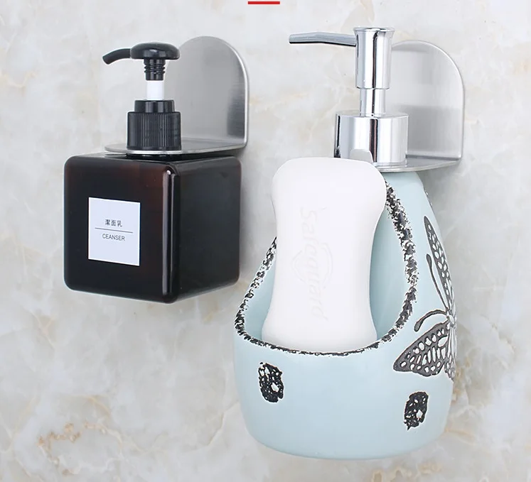 Self Adhesive Wall Mounted Shampoo Holder Hook Shower Gel Bottle Rack Hanger Liquid Soap Shower Holder for Wall Kitchen Bathroom