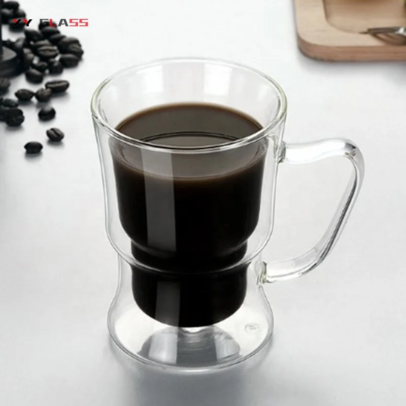 Eco-Friendly lead free old time feature classical double wall glass coffee mug