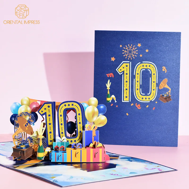 Custom Numbers Funny 3D Happy Anniversary Pop Up Cards