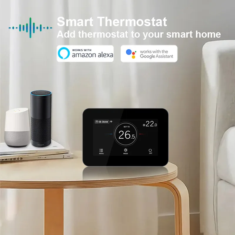 Touch Screen 2.4G Tuya WiFi Frost Protection Room Thermostat for Electric Heating System with NTC Floor Sensor